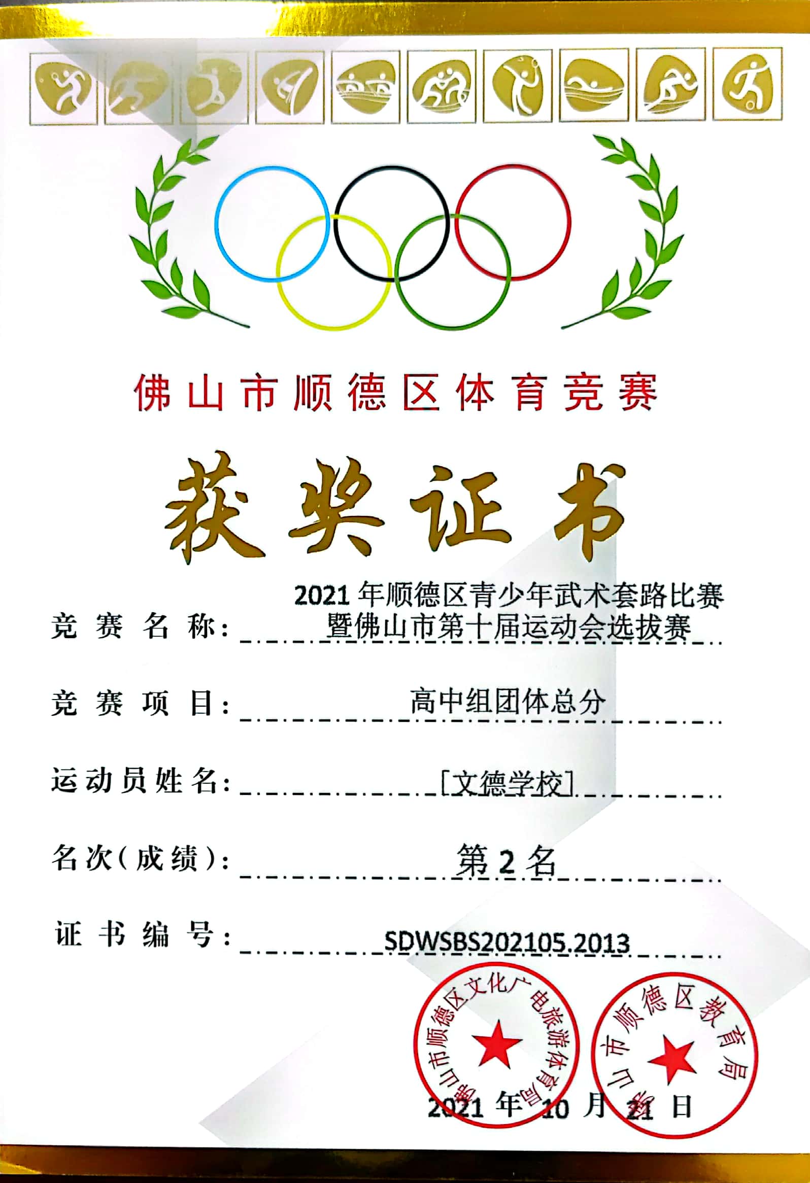 Sports - Team Second Place